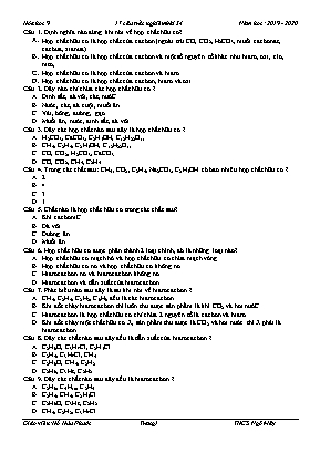 17 Câu trắc nghiệm Bài 34 - Môn Hóa học Lớp 9 - Năm học 2019-2020 - Hồ Hữu Phước (Có đáp án)